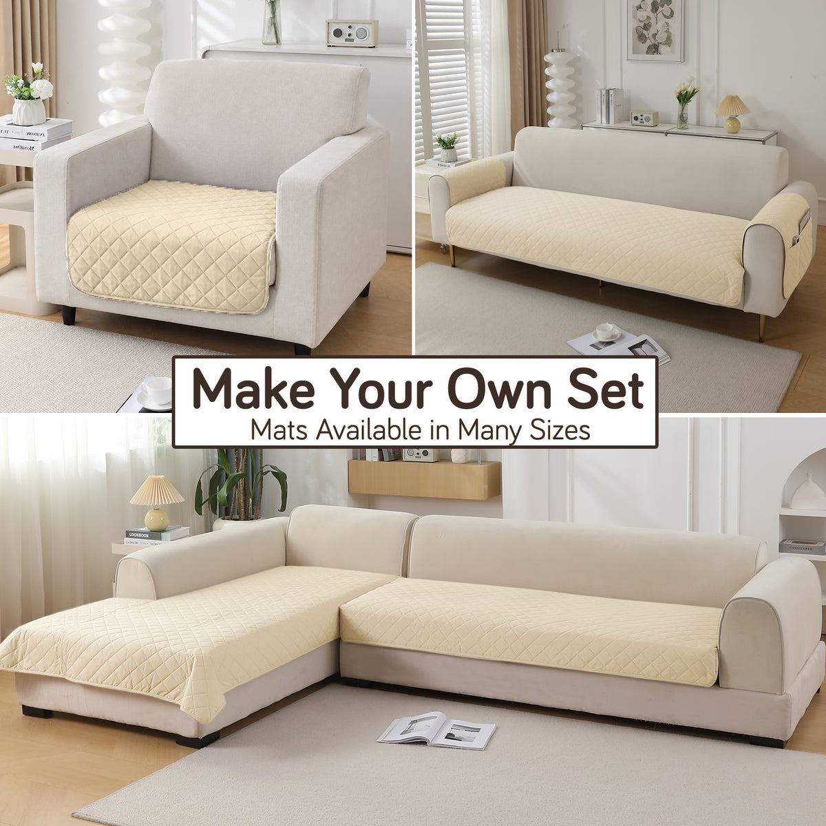 Drylin Quilted Sofa Cover Mat, Cream