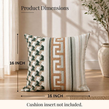 HOKIPO Modern Pattern Cushion Cover | 16x16 Inch | Modern Throw Pillow Cover, Ochre & Ivory