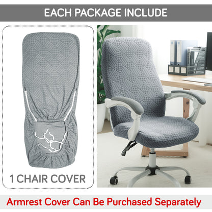 Office Chair Cover for Desk Chair (Mid-Back) – 170 GSM Stretch Jacquard – Washable, Durable & Anti-Slip – Fits Mid-Back Office Chairs, Light Grey
