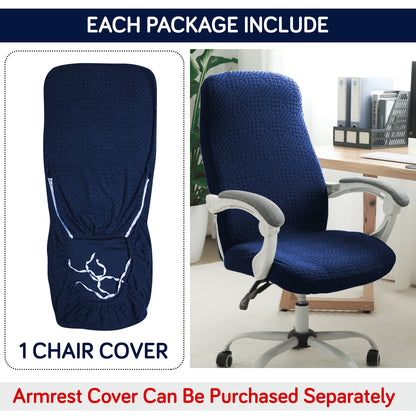 Office Chair Cover for Desk Chair (Mid-Back) – 170 GSM Stretch Jacquard – Washable, Durable & Anti-Slip – Fits Mid-Back Office Chairs, Navy Blue
