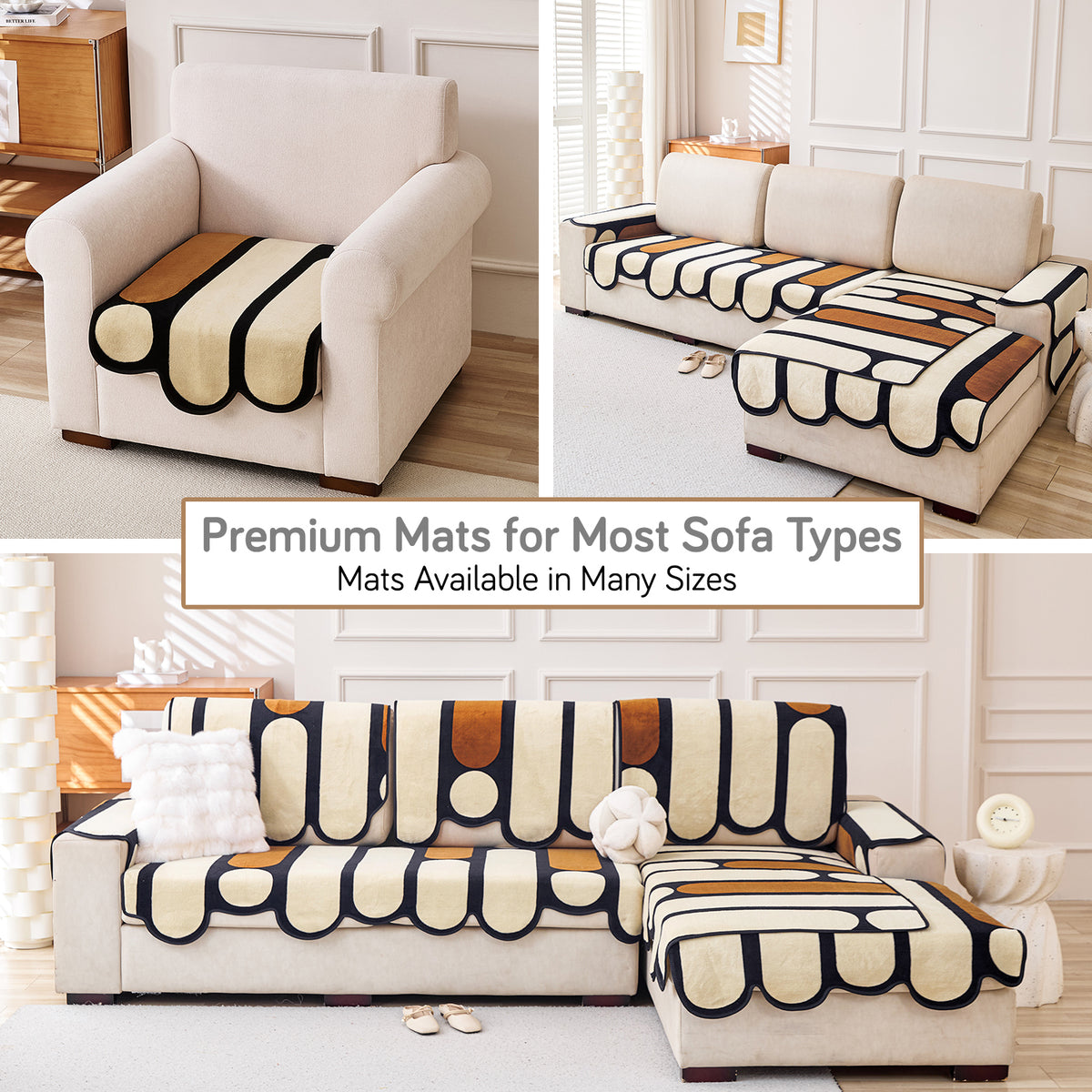 Moderna Curves All Season Sofa Cover Mat, Oyster Beige
