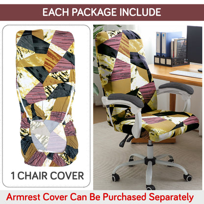 Printed Office Chair Cover for Executive Chair (High-Back) – 140 GSM Stretchable Fabric – Washable & Anti-Slip – Fits Big & Tall Office Chairs, Wine Abstract Geometry