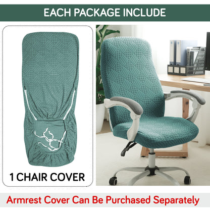 Office Chair Cover for Desk Chair (Mid-Back) – 170 GSM Stretch Jacquard – Washable, Durable & Anti-Slip – Fits Mid-Back Office Chairs, Green