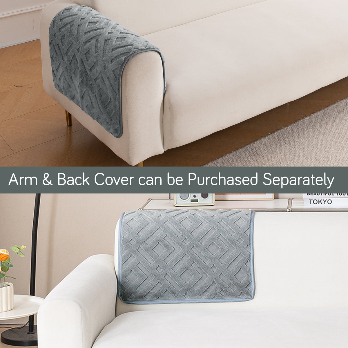 Velvet Maze Sofa Cover Mat, Dark Grey