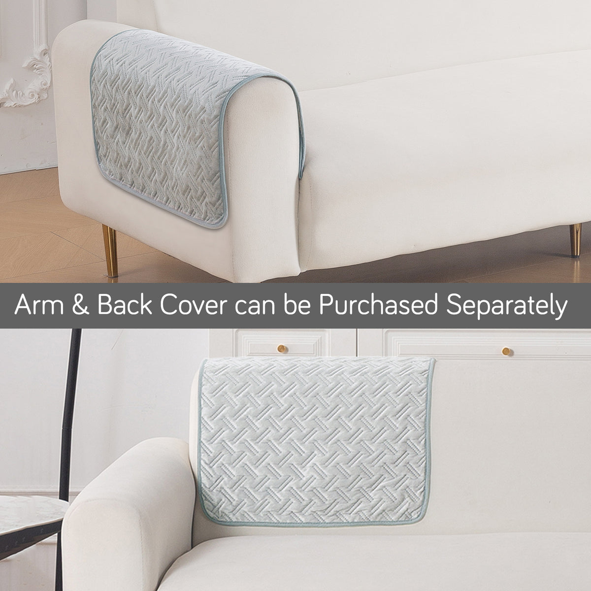 Softline Quilted Sofa Cover Mat, Ice Grey