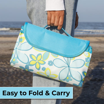 Floral Blue Colour Foldable Picnic Mat Blanket Waterproof