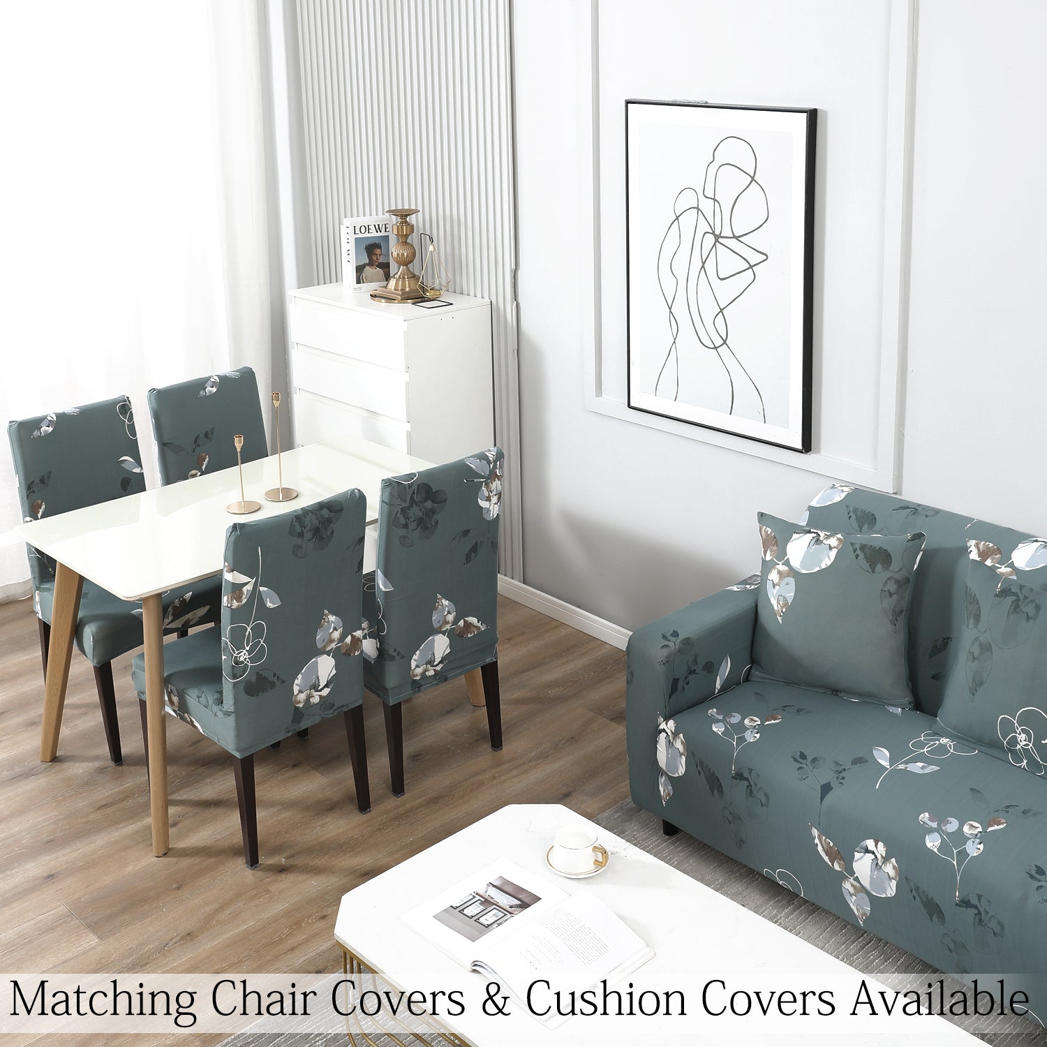 Buy Smokey Grey Matching elastic covers for chairs and sofas