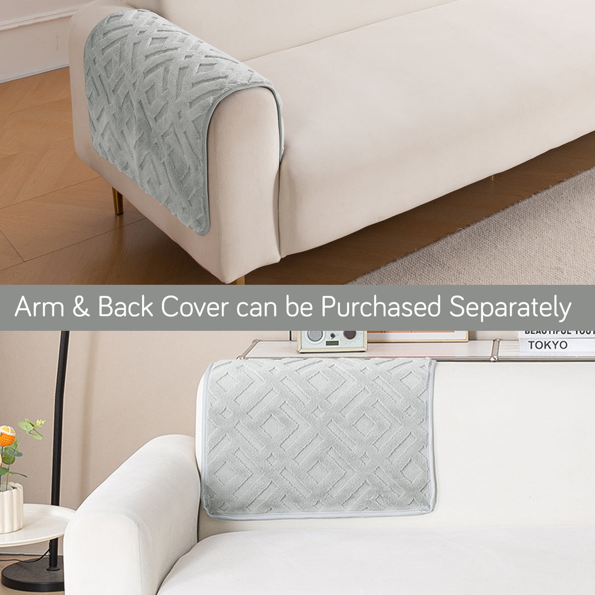 Velvet Maze Sofa Cover Mat, Light Grey