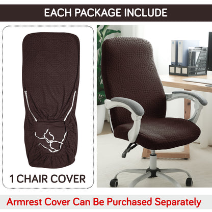 Office Chair Cover for Desk Chair (Mid-Back) – 170 GSM Stretch Jacquard – Washable, Durable & Anti-Slip – Fits Mid-Back Office Chairs, Brown