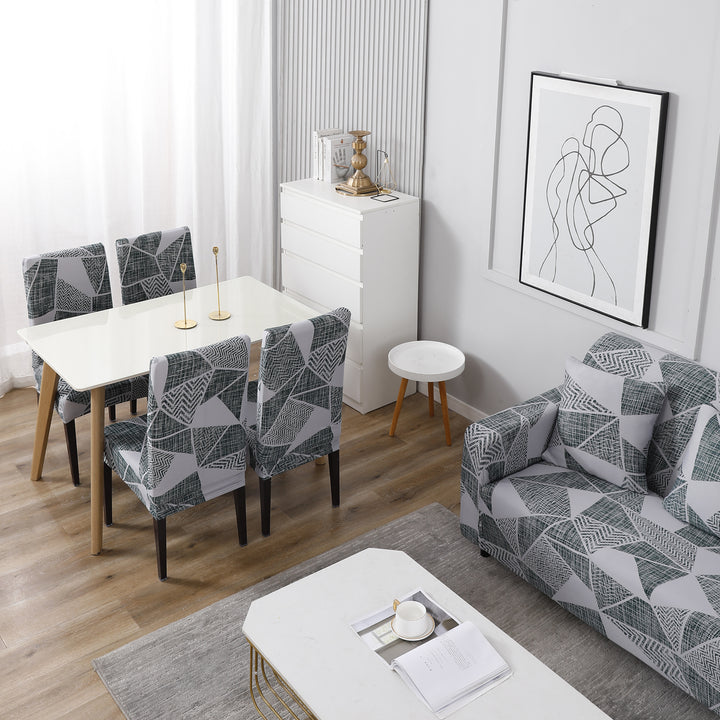 Buy Grey Geometric Abstract Print Matching elastic covers for chairs and sofas
