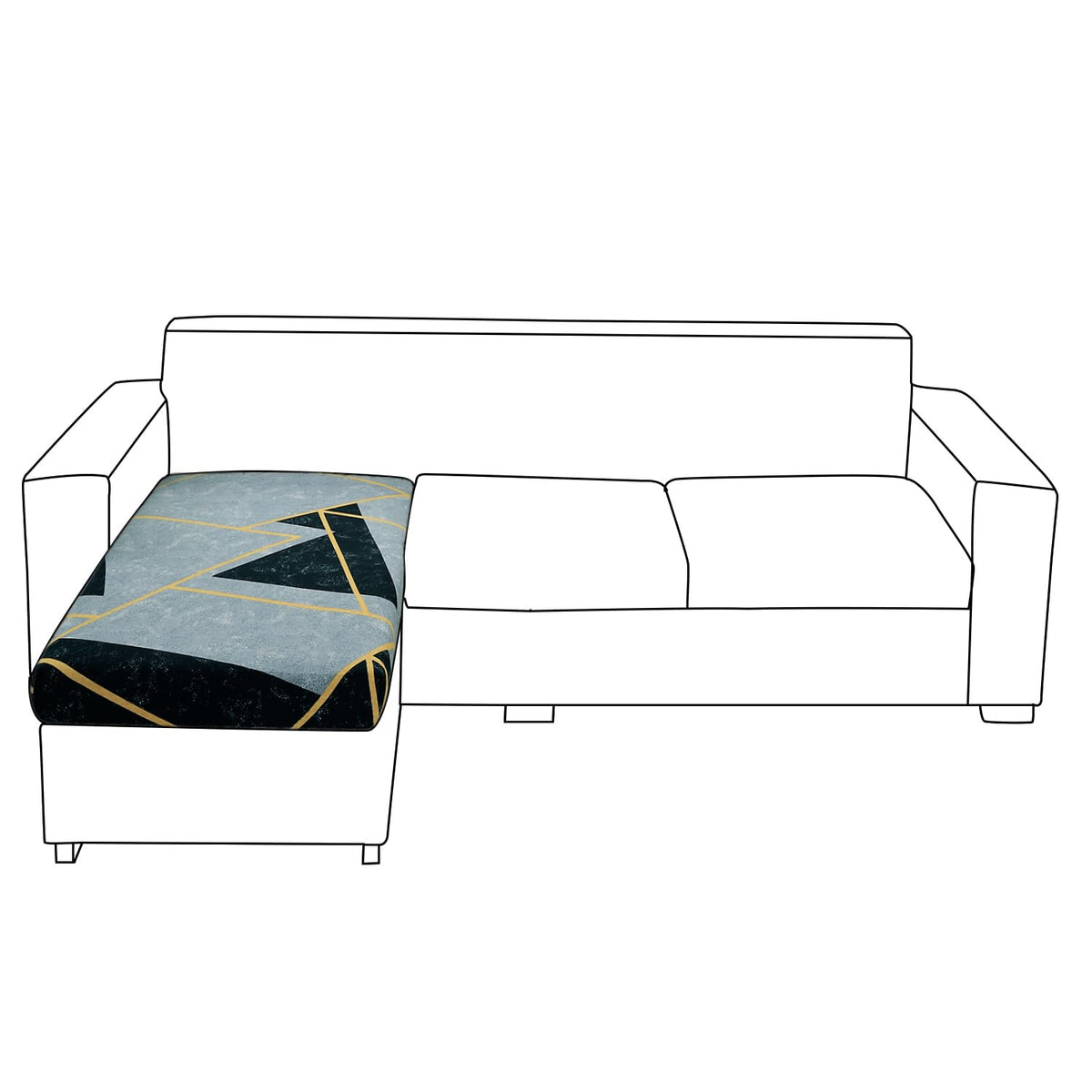 140 GSM Stretchable Printed Elastic Sofa Cushion Seat Cover for 1 /2 /3 Seaters / Pieces for Sofa, Multicolor Abstract Geometry