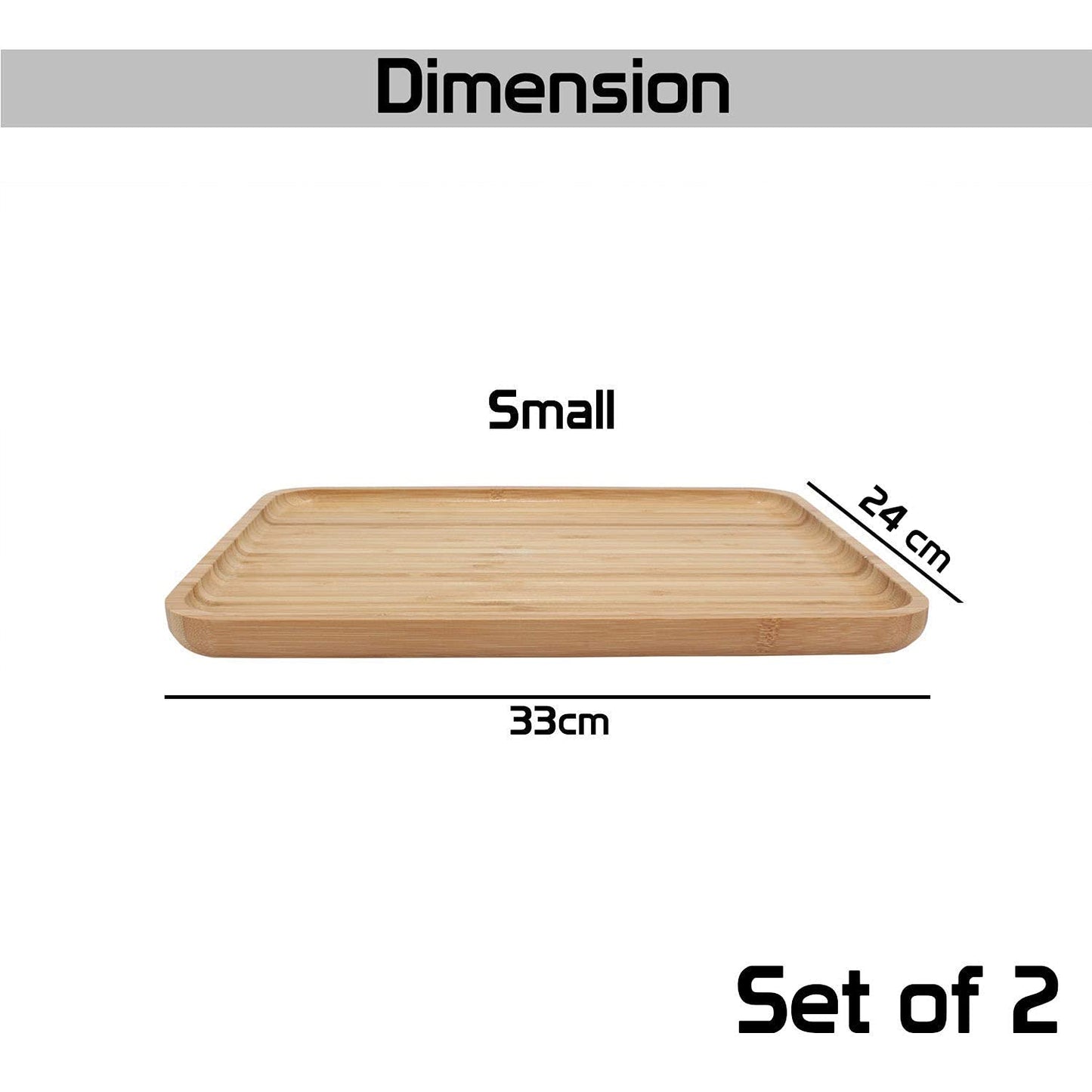 Wooden Bamboo Serving Tray, Small - Set of 2