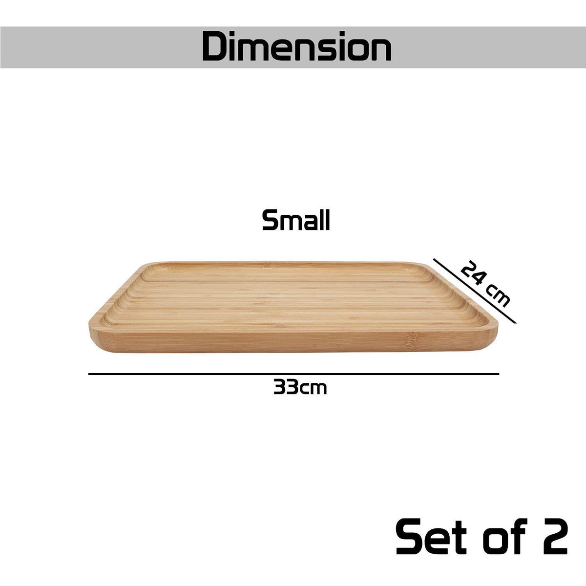 24 CM * 33 Cm Rectangular Bamboo serving tray set | Washable, Durable & Stylish