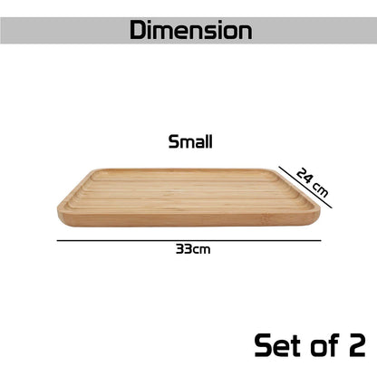 Wooden Bamboo Serving Tray, Small - Set of 2