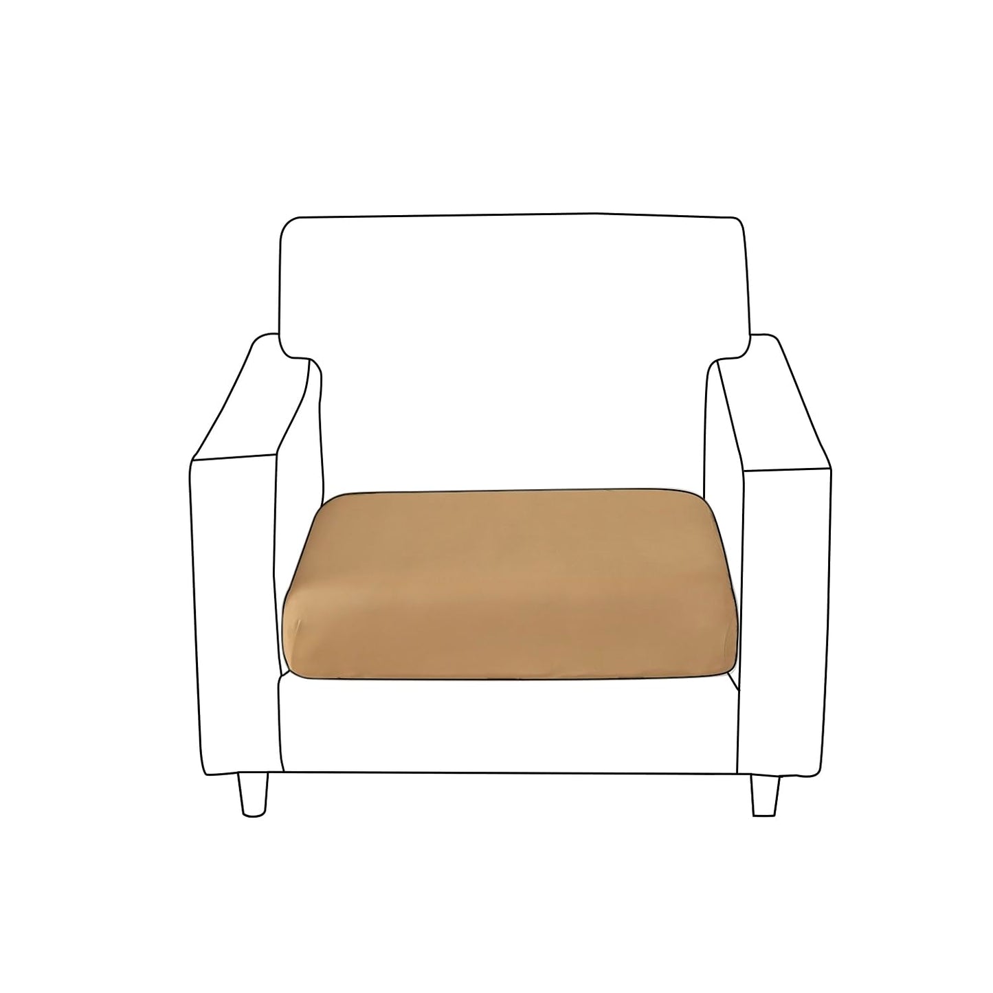 100% Waterproof Stretchable Seat Couch Cushion Cover for 1/2/3 Seater, Camel