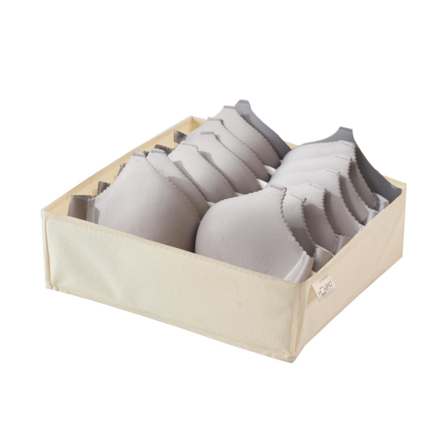 Undergarment Organizer Storage Box for Drawers Panty Socks Tie Lingerie Organizer for Wardrobe, 7/16/24 Grid, Beige