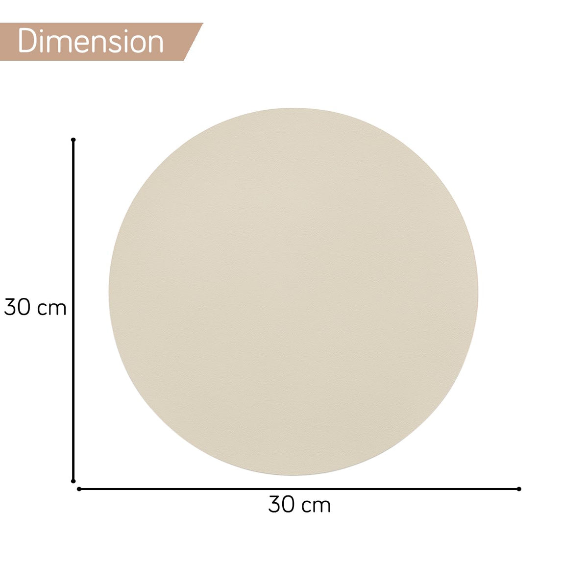Premium Faux Leather Dining Table Round Mats, Cream