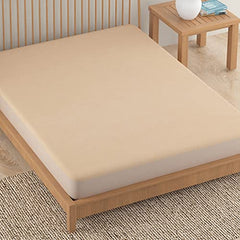 Terry Cotton Elastic Fitted Waterproof Mattress Protector, Beige