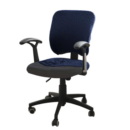 Stretchable Jacquard Office Chair Cover, Navy Blue
