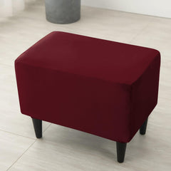 Premium 210 GSM Velvet Stretchable Ottoman Foot Rest Stool Cover, Burgundy