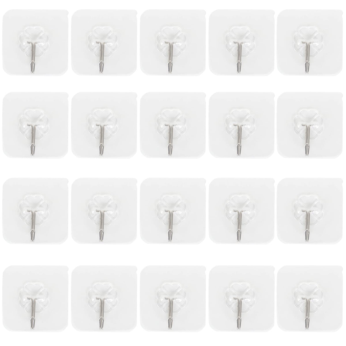 Magic Sticker Series Adhesive Hooks - Load Capacity 5 kg, Pack of 10/20, Transparent