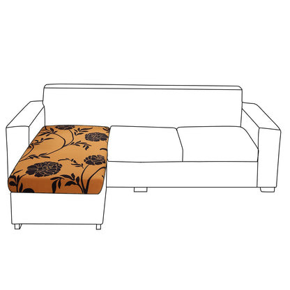 Stretchable 140gsm Printed Seat Couch Cushion Cover for 1/2/3 Seaters / Pieces for Sofa, Copper Brown Floral