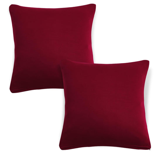 HOKIPO Stretchable Pack of 2 Plain Cushion Cover 16x16 inch, Maroon