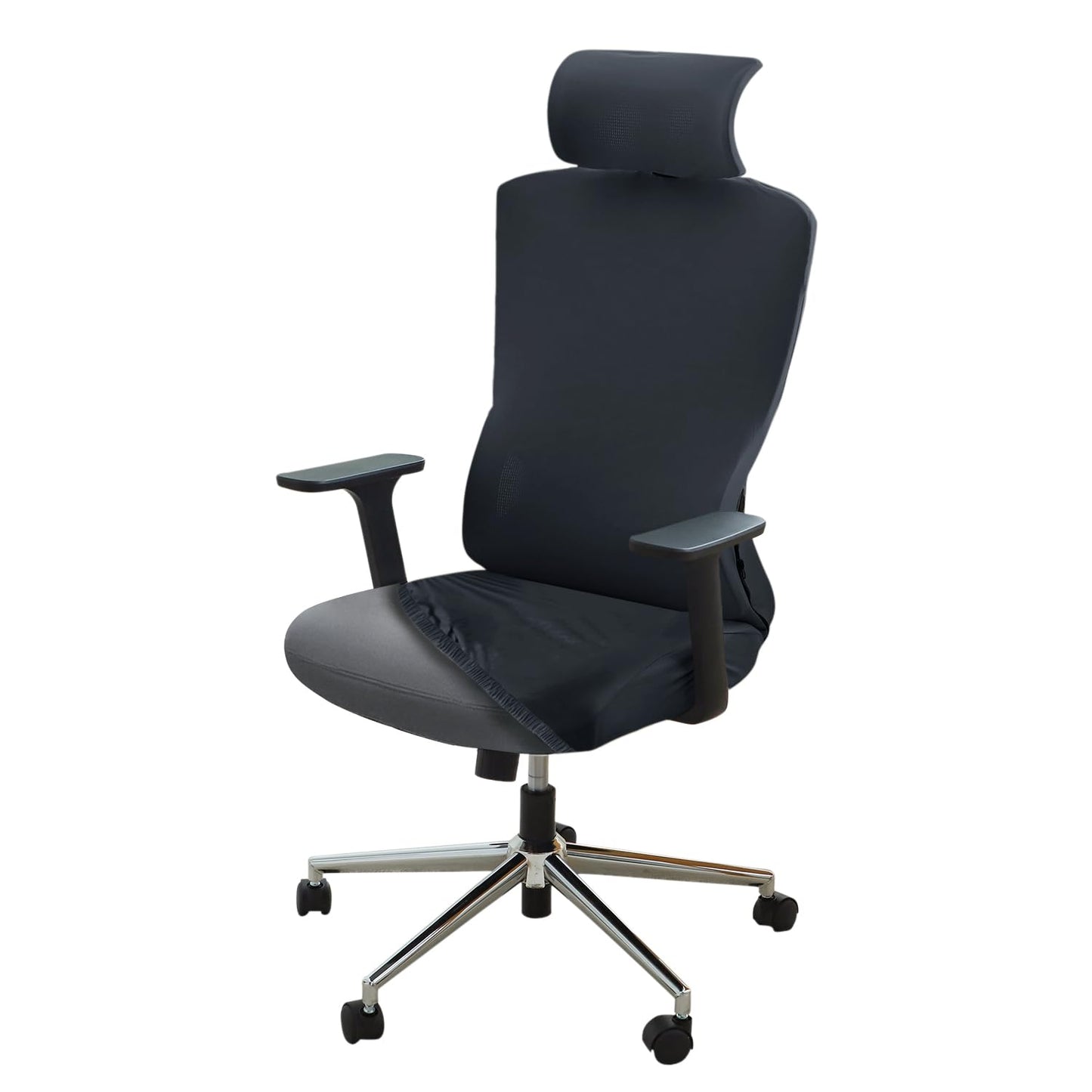 Office Chair Cover with Headrest and Stretchable Chair Seat Covers, Smokey Grey