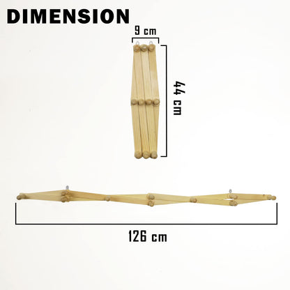 Wooden Bamboo Wall Mounted Adjustable Hanger for Clothes/Coats/Hats - 44 cm