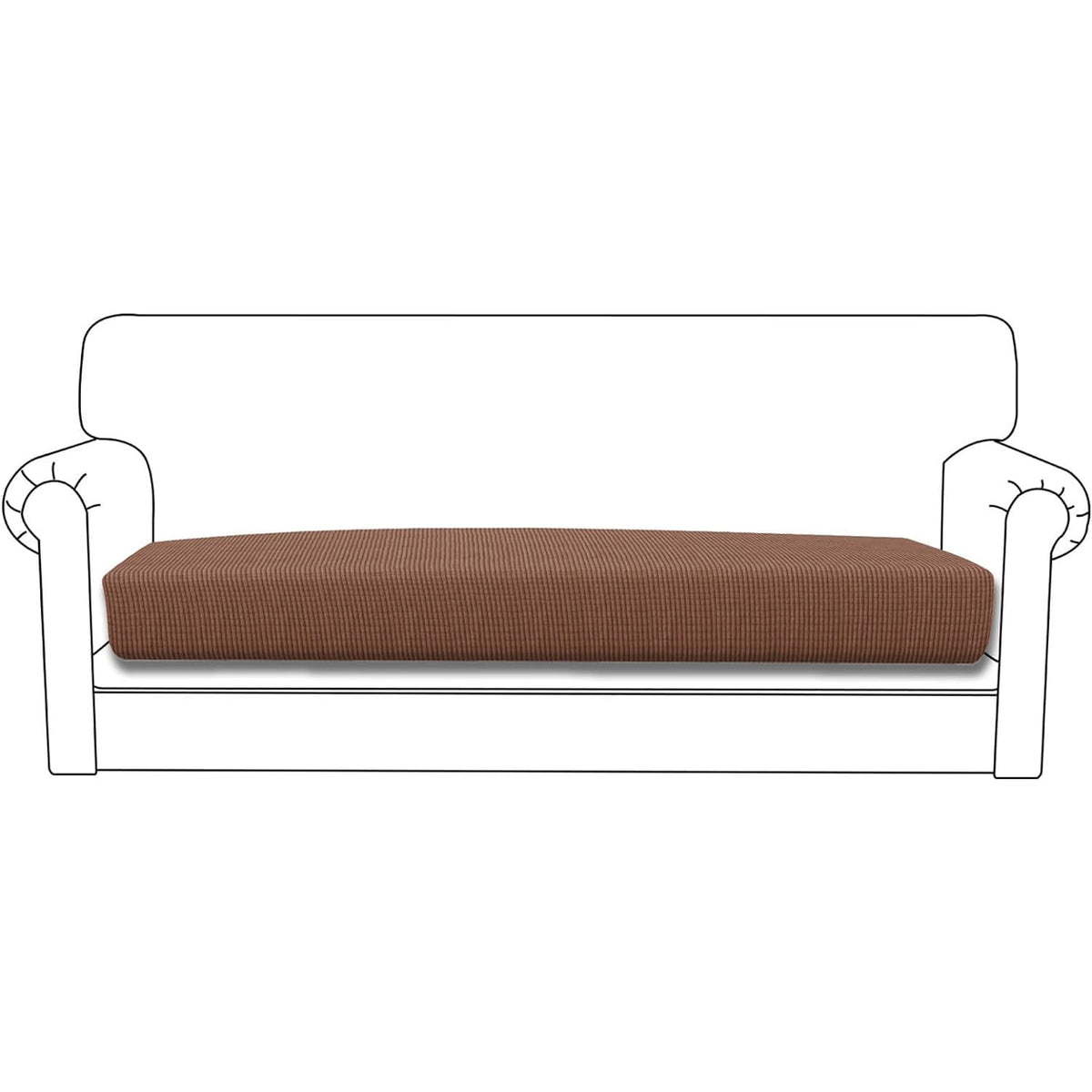 Stretchable Thick Jacquard Textured Seat Cushion Cover for 1/2/3 Seaters / Pieces for Sofa, Brown