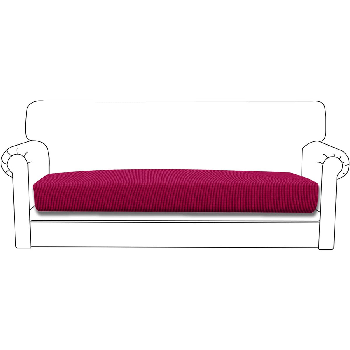 Stretchable Thick Jacquard Textured Seat Cushion Cover for 1/2/3 Seaters / Pieces for Sofa, Maroon