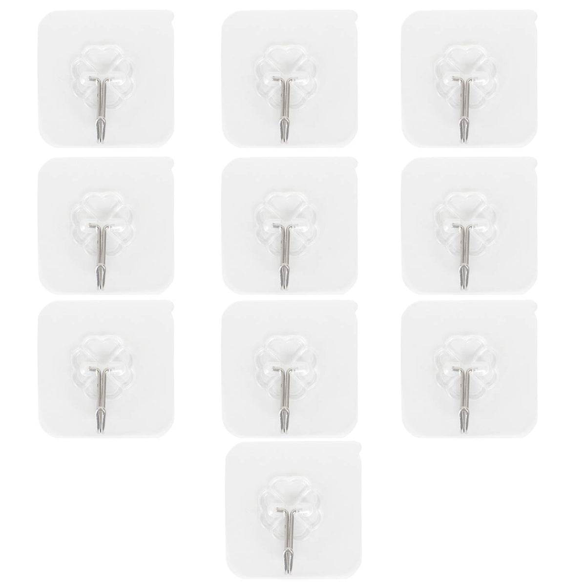 Magic Sticker Series Adhesive Hooks - Load Capacity 5 kg, Pack of 10/20, Transparent