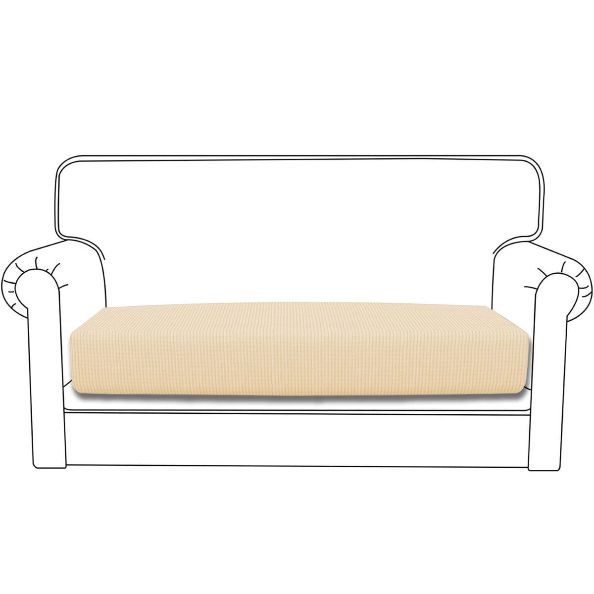 Stretchable Thick Jacquard Textured Seat Cushion Cover for 1/2/3 Seaters / Pieces for Sofa, Beige