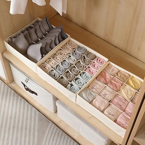 Undergarment Organizer for Wardrobe and Drawers, Beige