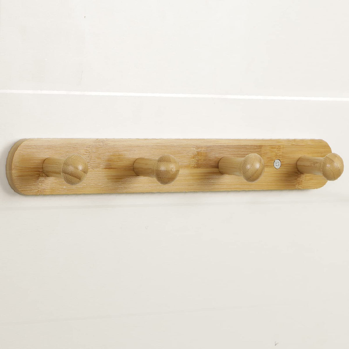 Bamboo Wooden Heavy Duty Wall Mounted Hooks for Hanging - 4 Hooks set