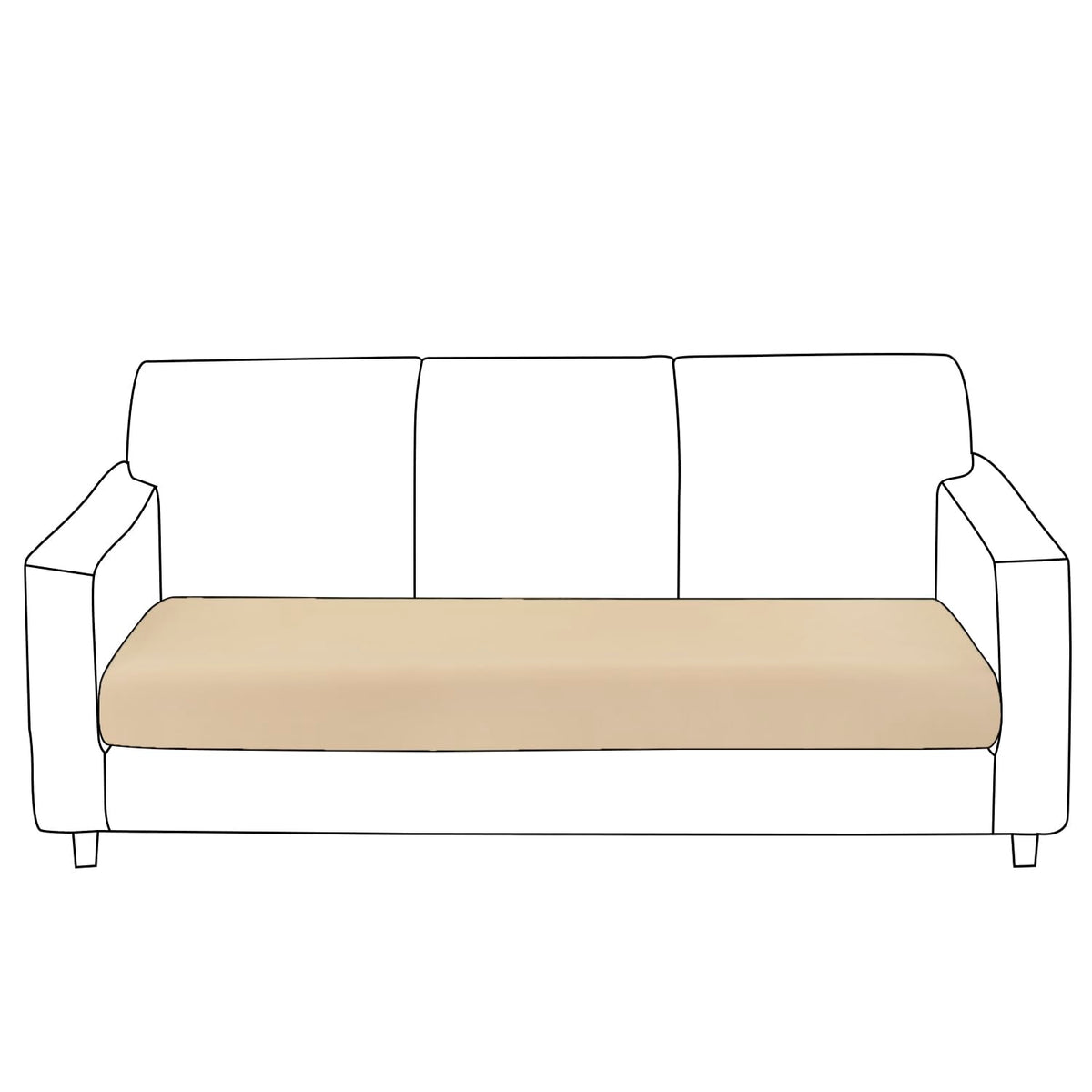 100% Waterproof Stretchable Seat Couch Cushion Cover for 1/2/3 Seater, Beige