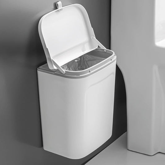 Plastic Hanging/Wall Mounted Dustbin For Bathroom Toilet Kitchen Home Or Office, White, Pack Of 1, Open-Top