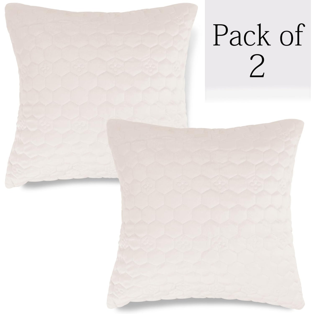 Buy Beige Colour Premium Zippered Hexagonal Texture Velvet pillow covers in set of 2