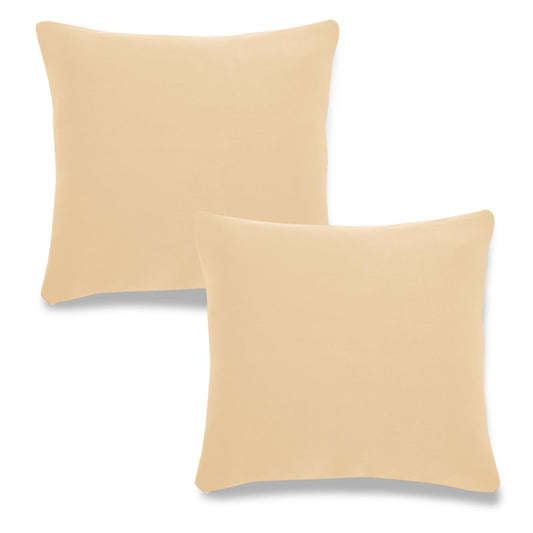 HOKIPO Stretchable Pack of 2 Plain Cushion Cover 16x16 inch, Beige