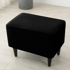 Premium 210 GSM Velvet Stretchable Ottoman Foot Rest Stool Cover, Black