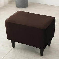 Premium 210 GSM Velvet Stretchable Ottoman Foot Rest Stool Cover, Brown