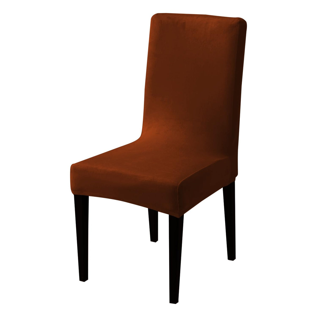 Elastic Stretchable Premium Velvet Dining Chair Cover, Rustic Brown