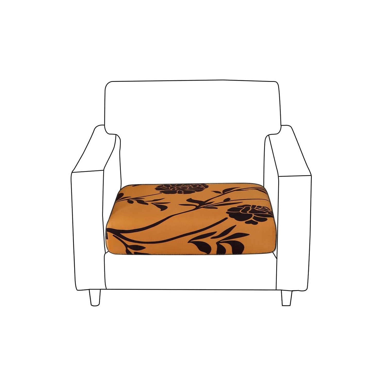 Stretchable 140gsm Printed Seat Couch Cushion Cover for 1/2/3 Seaters / Pieces for Sofa, Copper Brown Floral