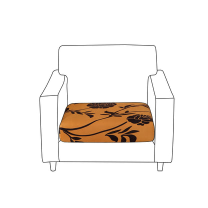 Stretchable 140gsm Printed Seat Couch Cushion Cover for 1/2/3 Seaters / Pieces for Sofa, Copper Brown Floral