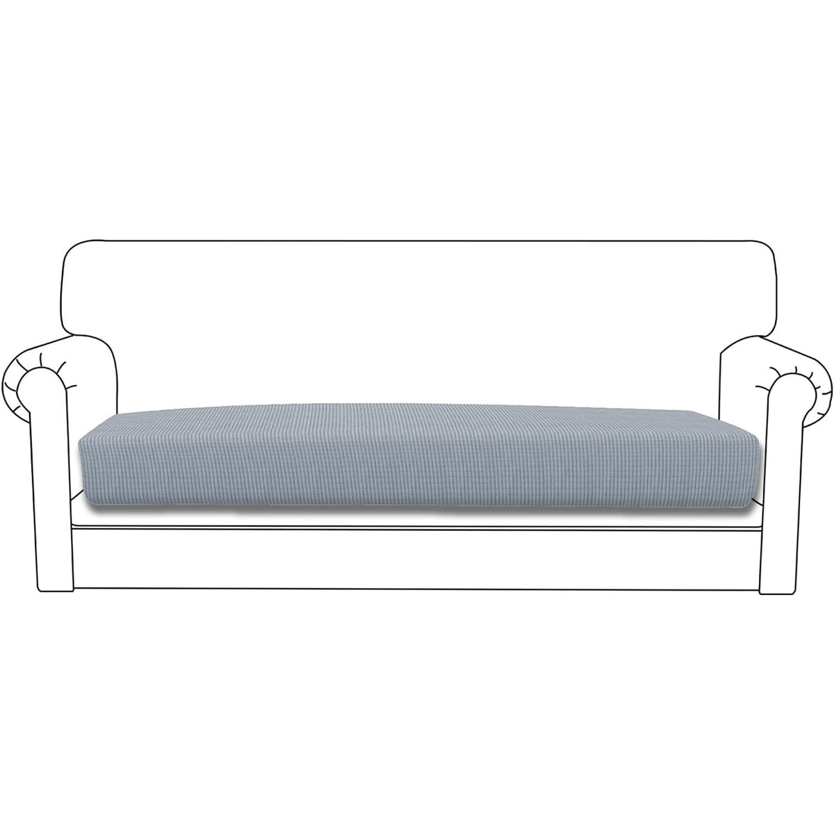 Stretchable Thick Jacquard Textured Seat Cushion Cover for 1/2/3 Seaters / Pieces for Sofa, Light grey