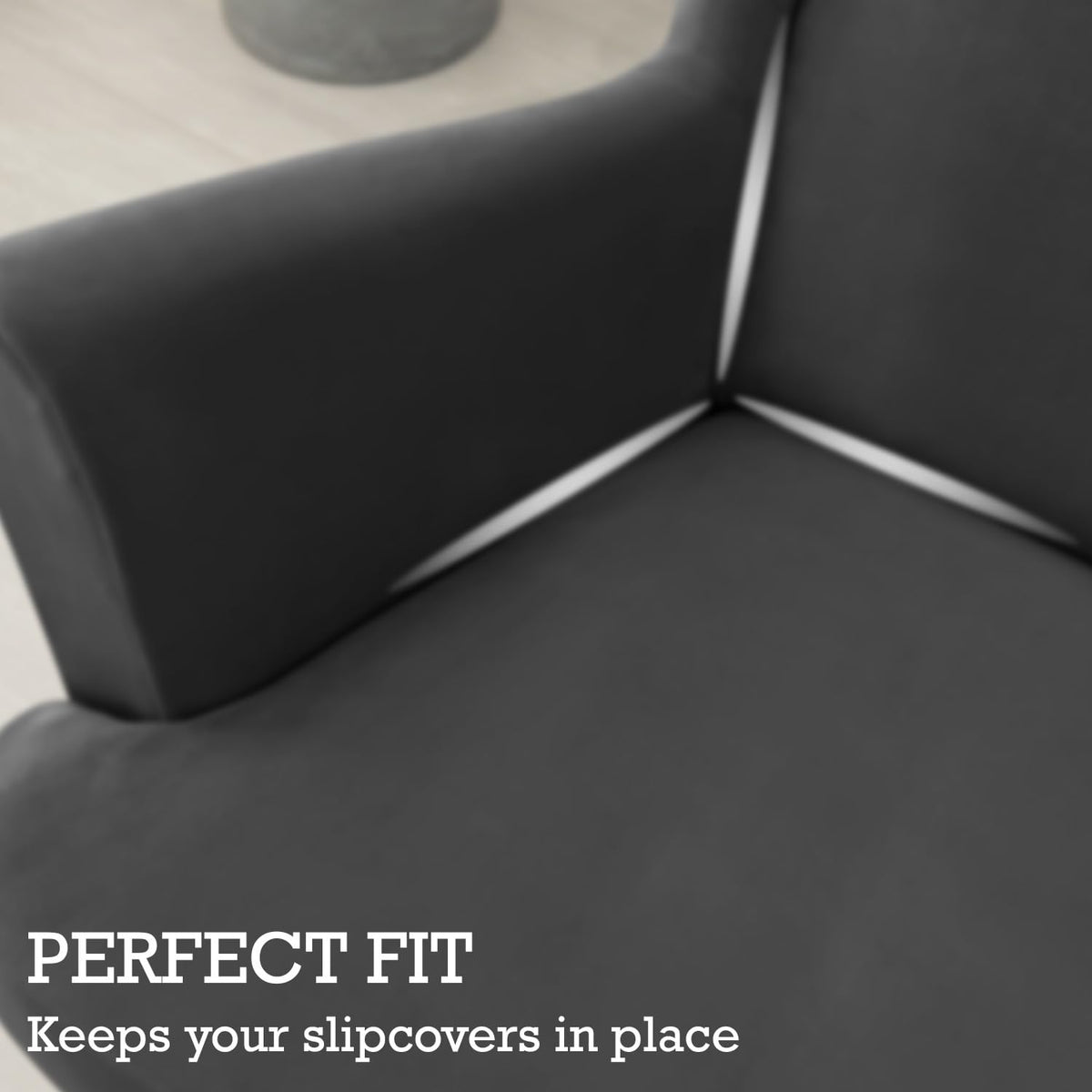Buy Fitted Dark Grey Velvet Wingback chair Slipcover 
