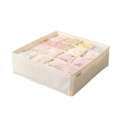 Undergarment Organizer Storage Box for Drawers Panty Socks Tie Lingerie Organizer for Wardrobe, 7/16/24 Grid, Beige