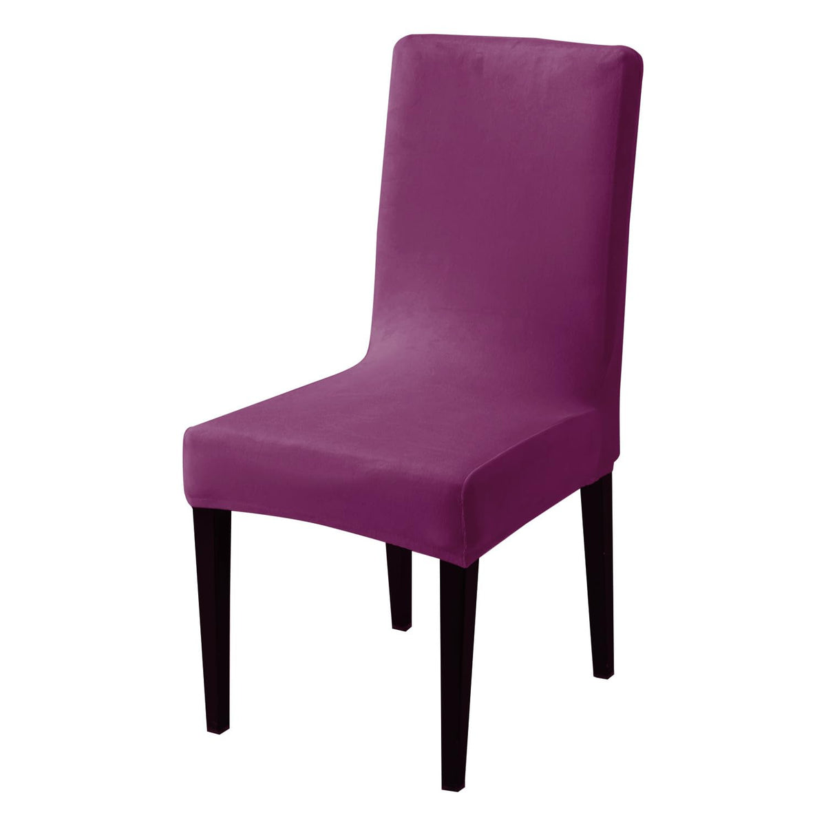 Elastic Stretchable Premium Velvet Dining Chair Cover, Purple