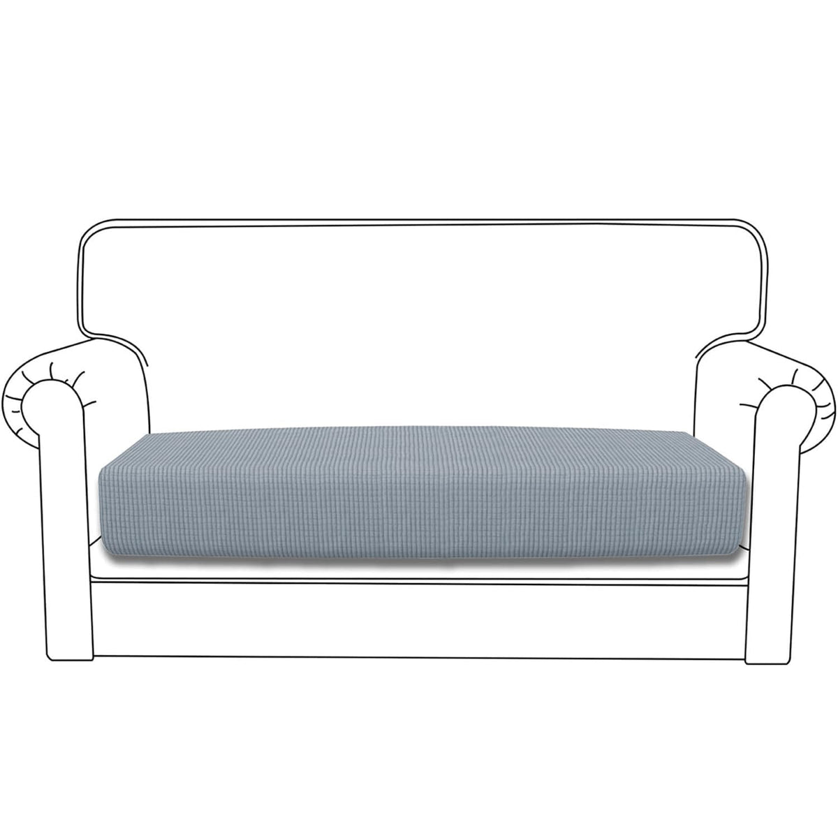 Stretchable Thick Jacquard Textured Seat Cushion Cover for 1/2/3 Seaters / Pieces for Sofa, Light grey