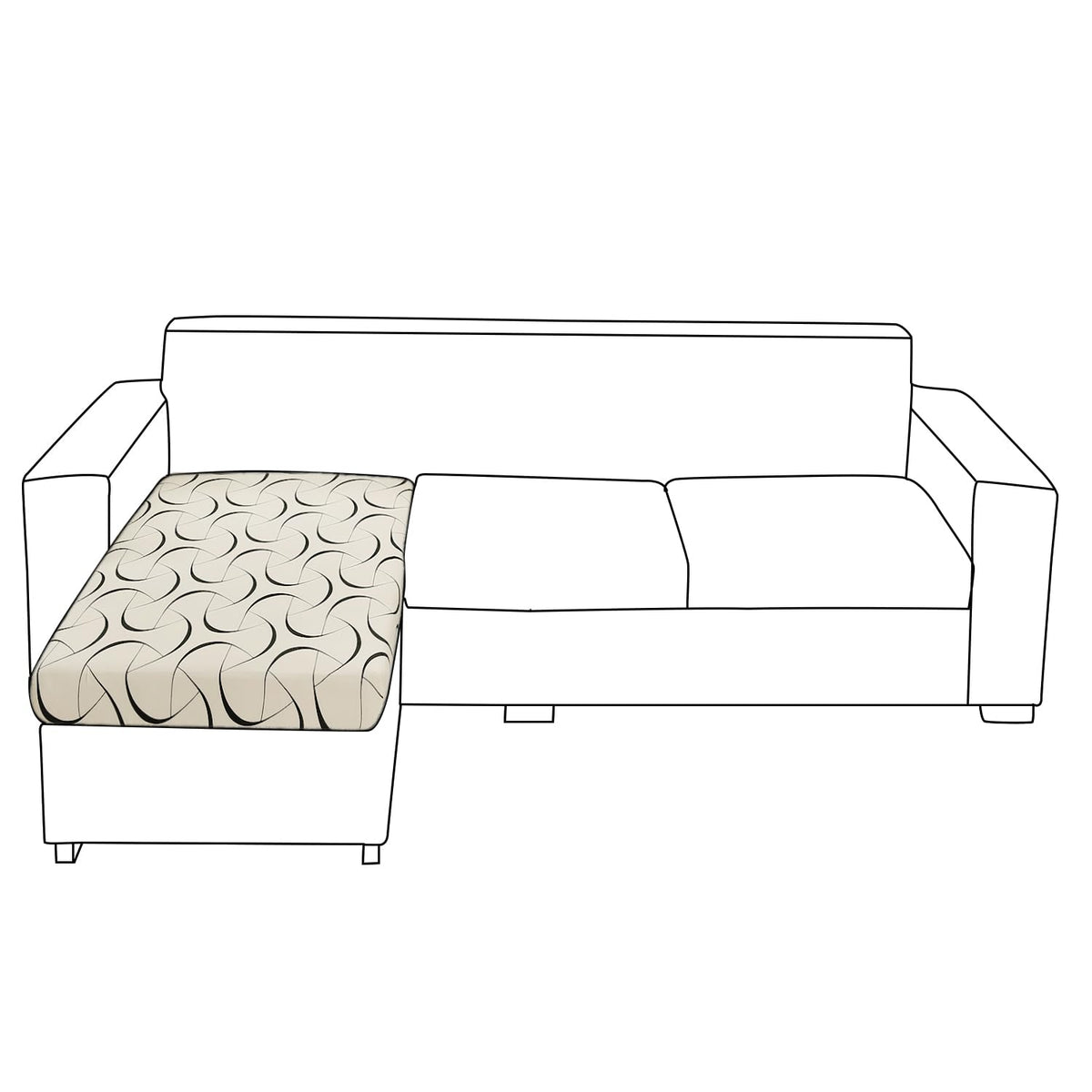 140 GSM Stretchable Printed Elastic Sofa Cushion Seat Cover for 1 /2 /3 Seaters / Pieces for Sofa, Natural Beige Abstract Art